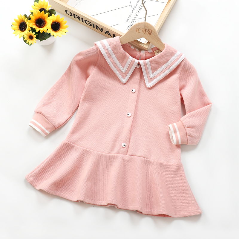 Cô gái rơi mới váy baby Hàn Quốc phiên bản dài sleeveknitted mùa xuân váy trẻ em phong cách đại học công chúa váy.