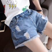 denim quần short trẻ em quần short mùa hè cô gái hole-in-the-lỗ lớn bé gái trượt cô gái quần cô gái quần jean lỏng lẻo.