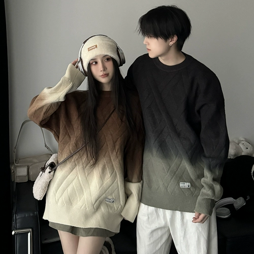 Осенняя демисезонная парная одежда для влюбленных, брендовый небольшой трикотажный свитер, в корейском стиле