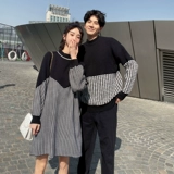 Осенняя демисезонная парная одежда для влюбленных, длинный свитер, трикотажное платье, юбка, в корейском стиле, средней длины