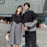 Осенняя демисезонная парная одежда для влюбленных, длинный свитер, трикотажное платье, юбка, в корейском стиле, средней длины