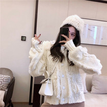 Turtleneck sweater women loose outside wear foreign style wild autumn and winter 2021 new lazy wind knitted cardigan jacket tide