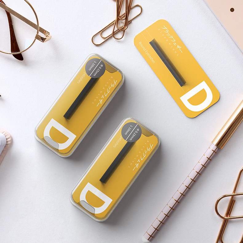 Black feathers individually packaged Japanese and Korean custom grafted eyelashes round hair beauty artist single multiple blooming eyelashes