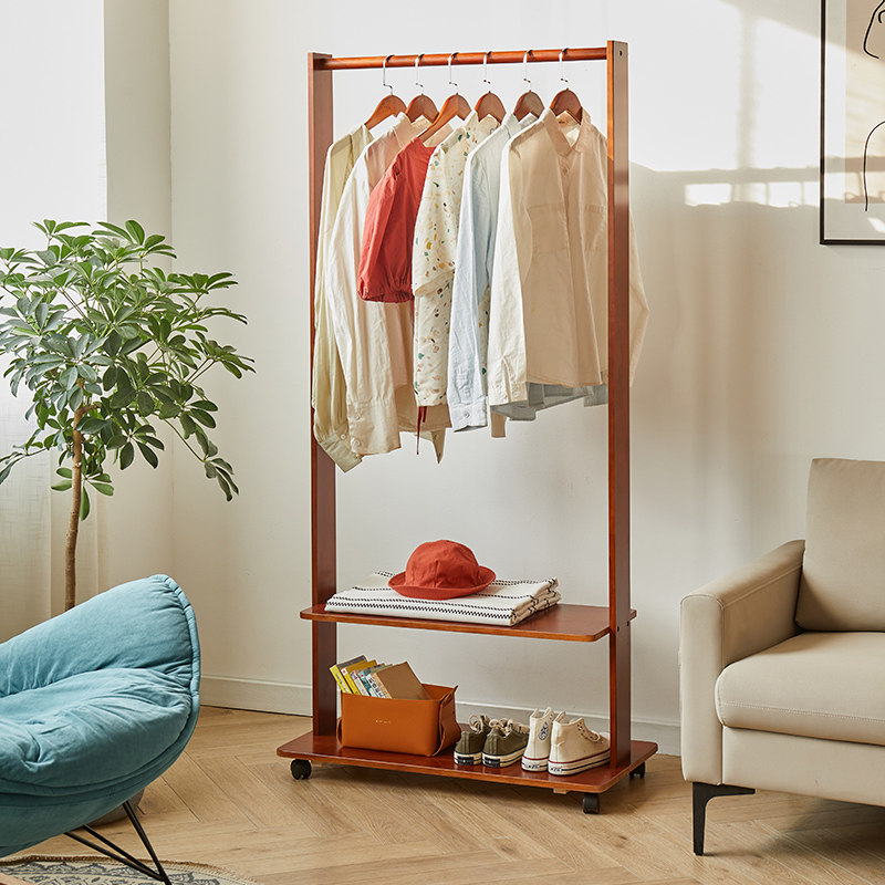 All-solid wood landing hanger rack household clothes shelf modern simple multi-function shelf bedroom wooden cap rack