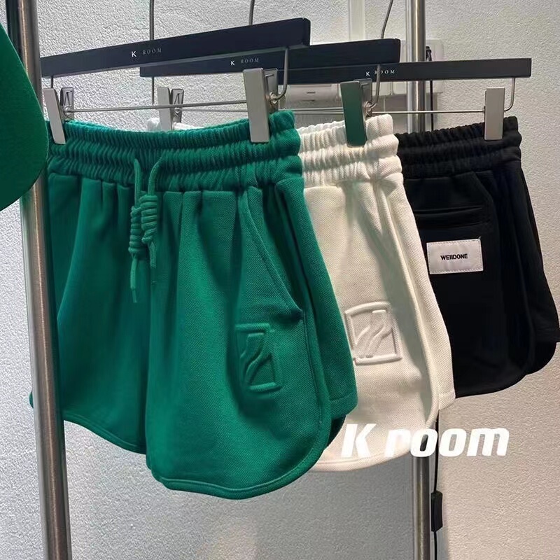 This Year's Trendy Color, Extra Large Size 150kg Green Casual Shorts for Women, Plus-Size Summer High-Waisted Slimming Sports Pants