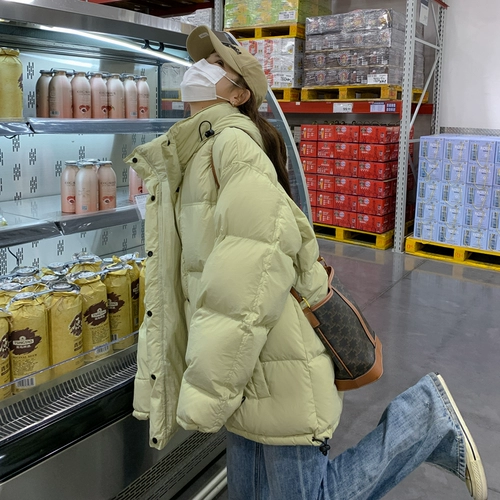 Зеленый зимний пуховик, удерживающая тепло бархатная куртка с капюшоном, коллекция 2023, в корейском стиле, утиный пух