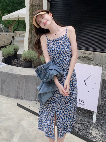 Летний тонкий комплект, юбка, джинсовая куртка, шифоновое платье-комбинация, французский стиль, короткий рукав