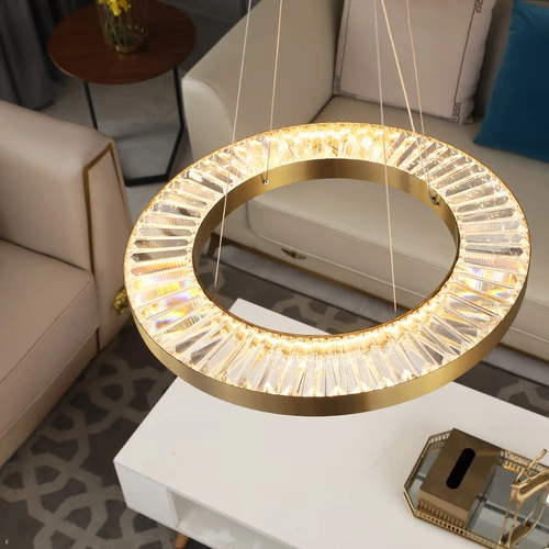 Современная и минималистичная люстра для гостиной, хрустальное дизайнерское кольцо, светильник, легкий роскошный стиль