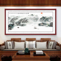 Gin Embroidery Mountain River Country Painting Landscape Painting Living Room Office Decoration Hanging Painting Leaning on Mountain Tues Yoko Feng Shui Scenic Jiu Sa