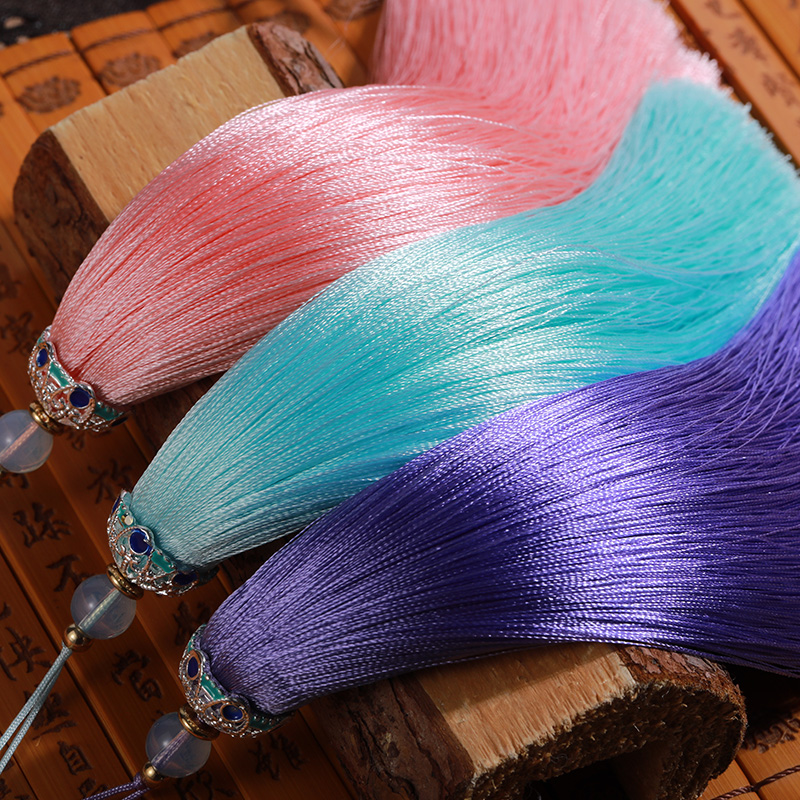 Jingtai Blue Flow Sugenuine Silk Tassel Ice Silk Scion Diy Handmade Material Ornament Accessories Car Pendant hanging ears streaming shall