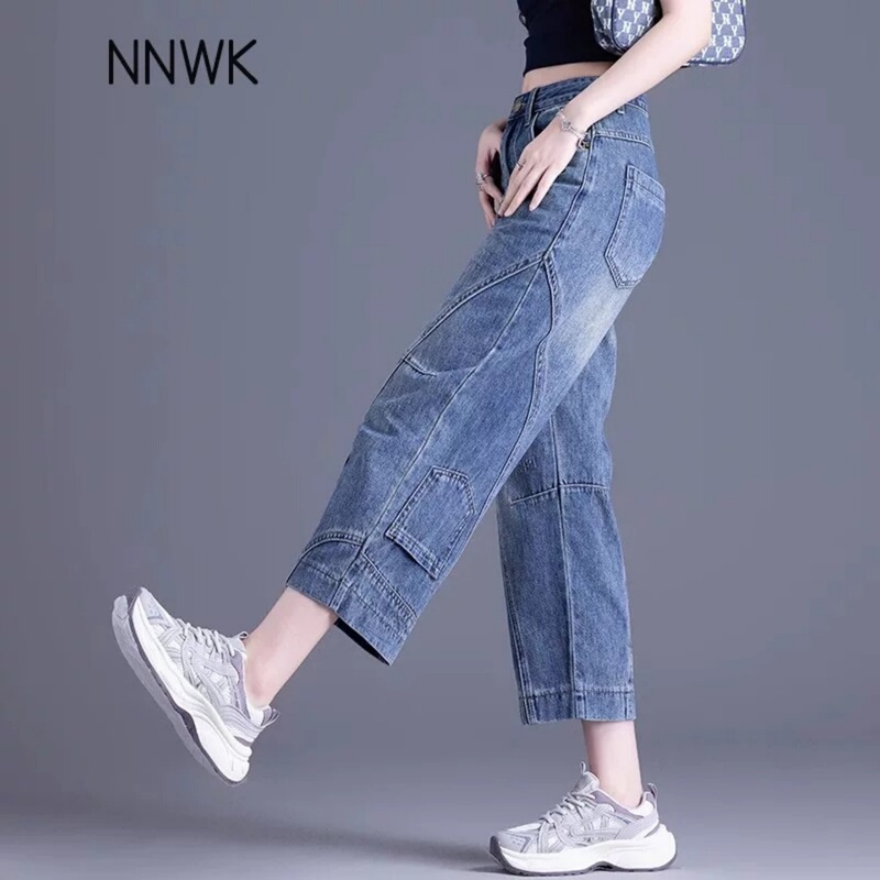 Women's Cropped Jeans 2026 New Style for Petite Figures, Loose Straight-Leg Pants, Summer American-Style Wide-Leg Pants, Seven-Quarter Pants
