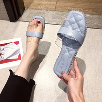  Its beautiful to wear in summer~2020 new all-match soft-bottomed small fragrance word flat-bottomed h slippers for women to wear outside in summer