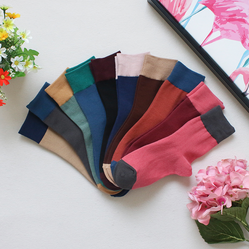 Now South Korea Dongdaemun women's socks 2021 new autumn and winter simple socks fashion color matching wild socks