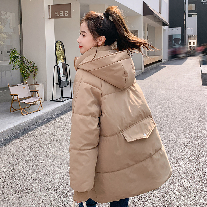 Thickened Bread-Style down Cotton Coat for Women, Korean Style, Loose Mid-Length Winter Jacket, Cotton-Padded Coat, 2025 New Model
