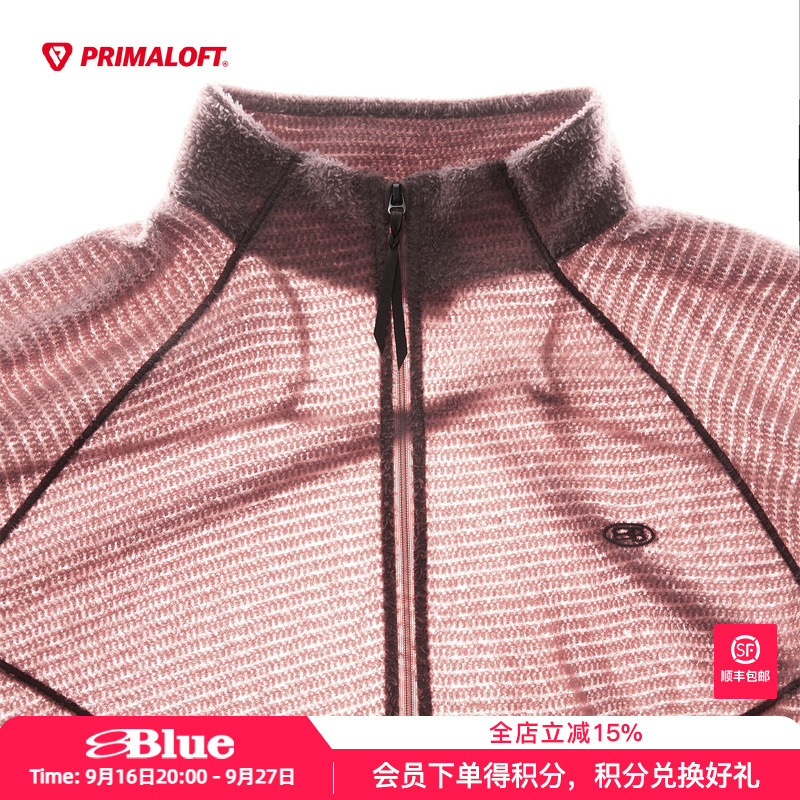 Lanqi 95g P Cotton Fleece Primaloft Long-Sleeve Mid-Layer Outdoor Hiking Lightweight Half-Zip Sweatshirt for Men in Autumn