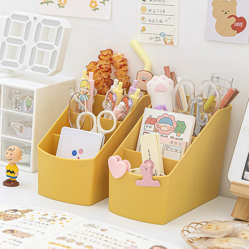 Cute girl pen holder ins office student modern simple children's stationery shop pen stand drawing pen large capacity multi-functional Japanese dormitory desktop creative fashion small multi-grid classification storage box