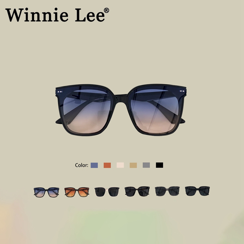 Winnie Lee Japanese Designer Collaboration Square Frame Sunglasses for Women, Colorful Glasses That Make the Face Look Smaller, Sunglasses for Men