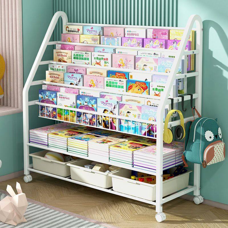 Painted shelf Children's bookshelf Shelf Toy containing box Collation Baby bookcase Floor removable Multi-layer Easy-Taobao
