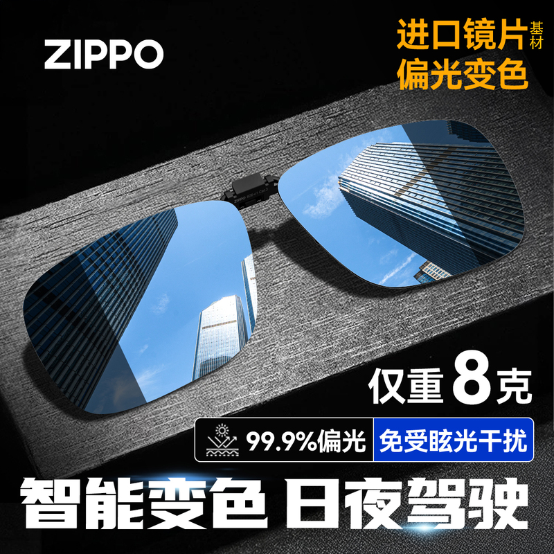 Zippo Myopia Sunglasses Clip-On Polarized Sunglasses for Driving, Unisex, Ultra-Light, Anti-Uv 806