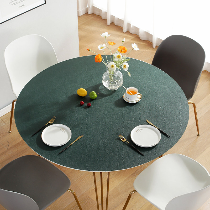 Leather round table mat solid color high-quality opaque tablecloth waterproof and oil-proof disposable light luxury style coffee table mat