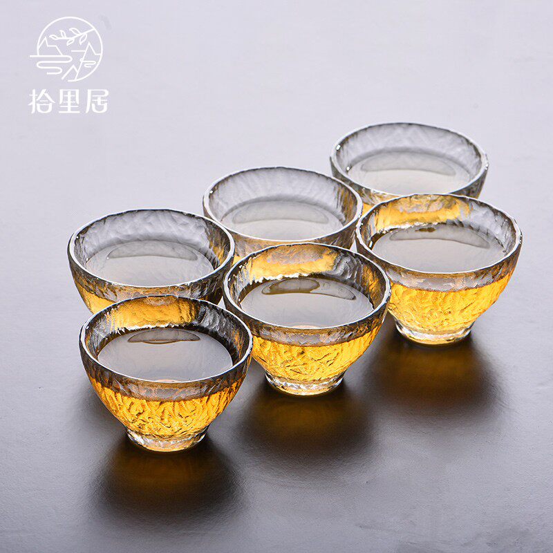 Pick up Li Kung Fu Tea Cup Set Household hammer - grain crystal transparent and thick heat - resistant glass cup