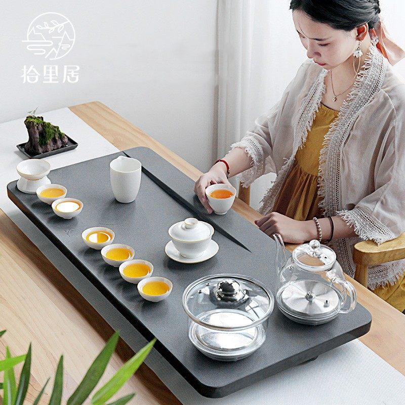ten riguuginshi fully automatic stone tea tray natural home minimalist tea table integrated induction cooker dry tea tray