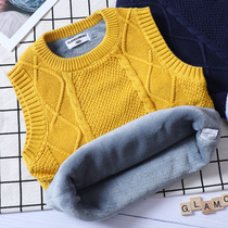 Boy sweater plus velvet padded sweater childrens vest cotton warm thread vest autumn winter childrens coat