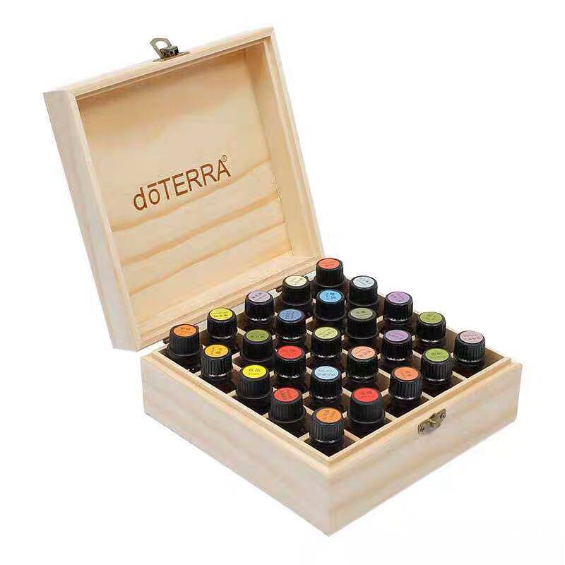 Essential Oil Storage Wooden Box Solid Wood Multi-Palace Essential Oil Wooden Box 25 Essential Oil Boxes