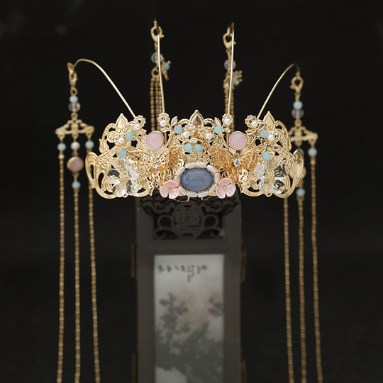 Cheveux Hanfu de style ancien pour enfants, couronne de cheveux de costume ancien, coiffure féminine Xiuhe, couronne de phénix à pompon, accessoires de couronne de super fée à bascule