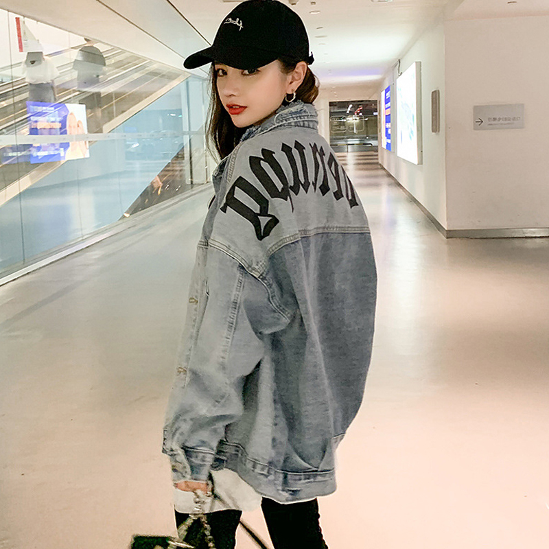 European Trendy Brand Denim Shirt for Women, 2026 Spring and Autumn New Style, Internet Celebrity Street Style Top, Printed Regular Shoulder Jacket