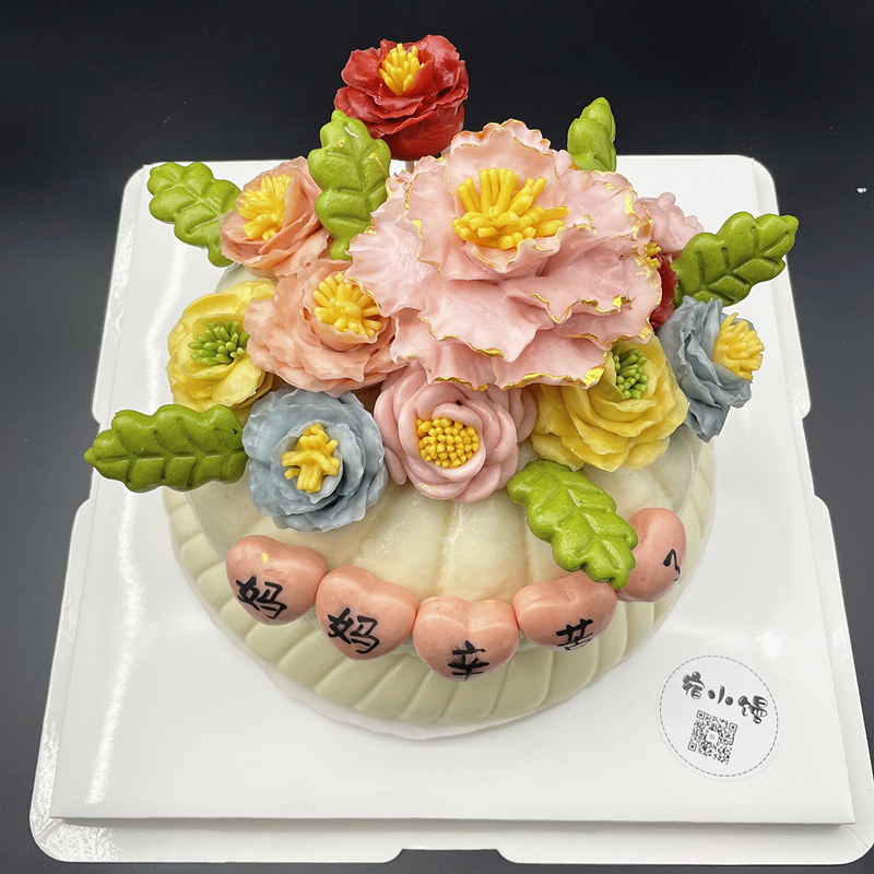 Jiaodong Flower-Shaped Steamed Buns, Wedding Rose Steamed Buns, Practical Mother's Day Gift for Mom, Cake, Shandong Large Steamed Buns