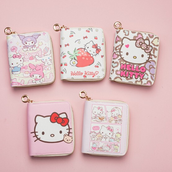 Hello Kitty Short Cartoon Wallet for Women, Cute Student Print, Waterproof and Wear-Resistant Coin Purse Hello Kitty Short Cartoon Wallet for Women, Cute Student Print, Waterproof and Wear-Resistant Coin Purse