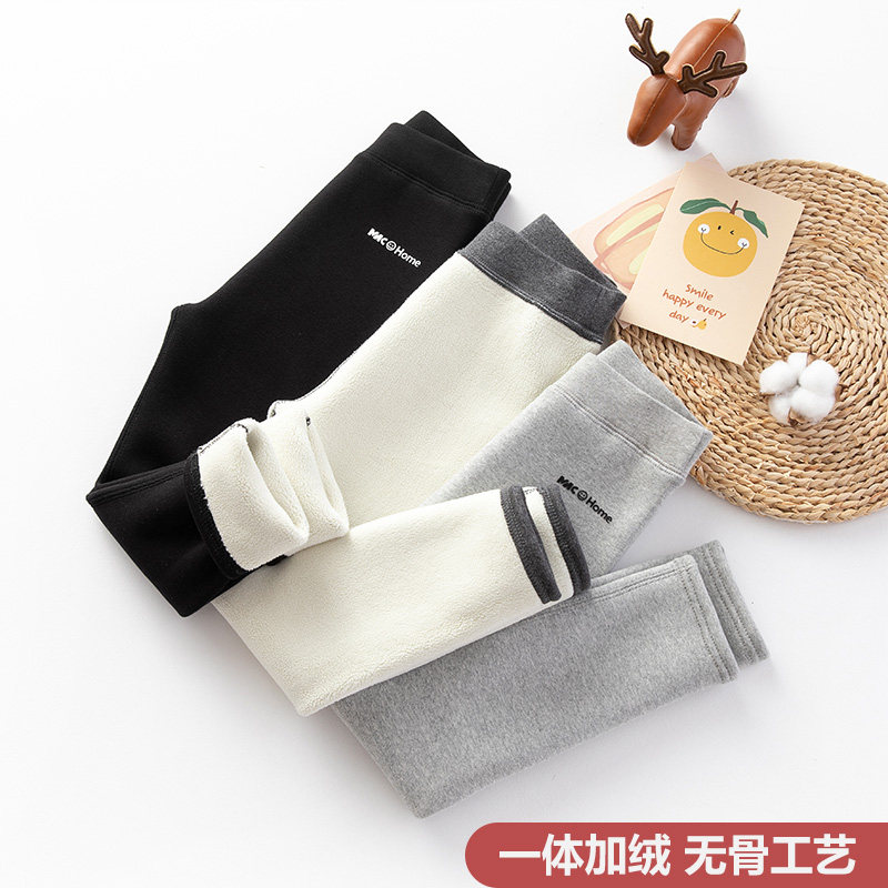 Boneless one velvet girls' underwear plus velvet thickening autumn and winter outer wear children's warm pants pure cotton thin velvet pants