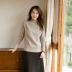 Áo len cashmere nữ nặng phần 2019 mùa thu và mùa đông mới màu rắn cao cổ mui trần lỏng lẻo áo len đan phụ nữ - Áo len cổ chữ V