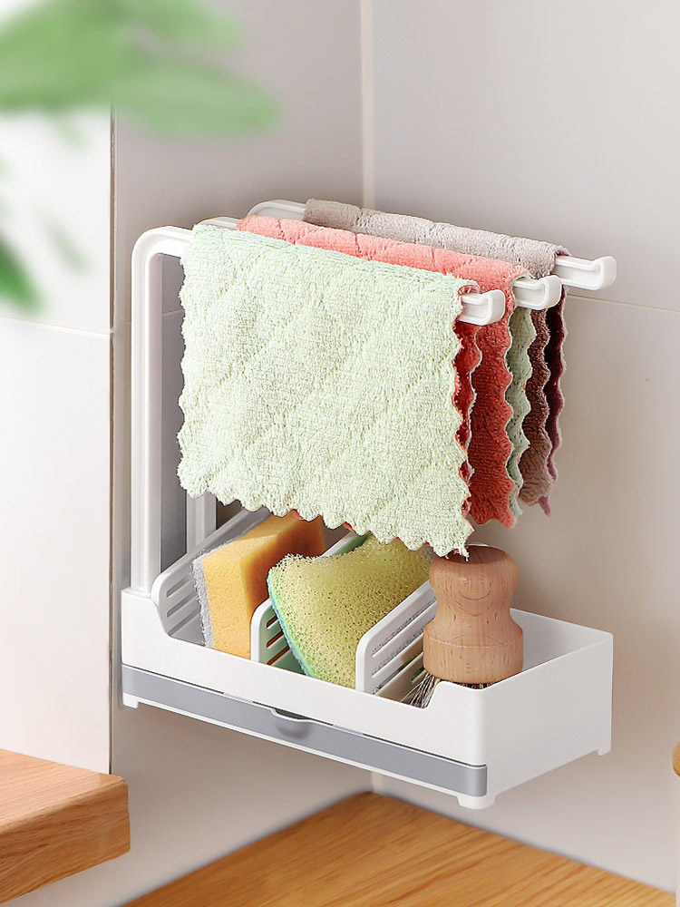 2022 Kitchen Used Hemp Cloth Rack Good Material Drain Sunburn Cloth Rack Dishwashing Shelf Special Hanging Rod containing object