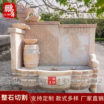 Stone Trough Flowing Water Swing Pieces Late Xia Red Outdoor Stone Sculpture Landscape Villa Courtyard Decorated Waterscape Stone Tank swing pieces