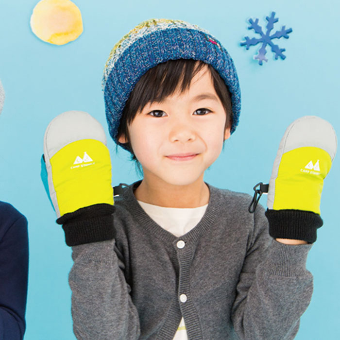 Japan stample children's gloves winter skiing waterproof and warm girl student child baby playing snow cover even finger