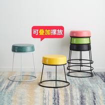 Round stool household small stool net red bench living room sofa stool creative coffee table stool low stool iron shoe changing stool Nordic