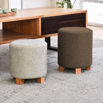 Fabric solid wood stool fashion round stool creative sofa stool low stool home small stool Nordic shoe changing stool coffee table stool