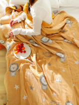 Gauze towel quilt pure cotton soft single double blanket Summer cool quilt cartoon contrast office lunch break blanket quilt