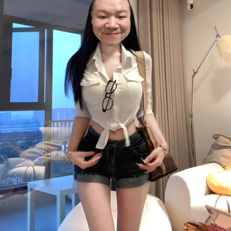 Sweet and Spicy White Shirt for Women, Summer Slim-Fit Tie-Up Shirt, Sexy Pure Desire Style Short Crop Top
