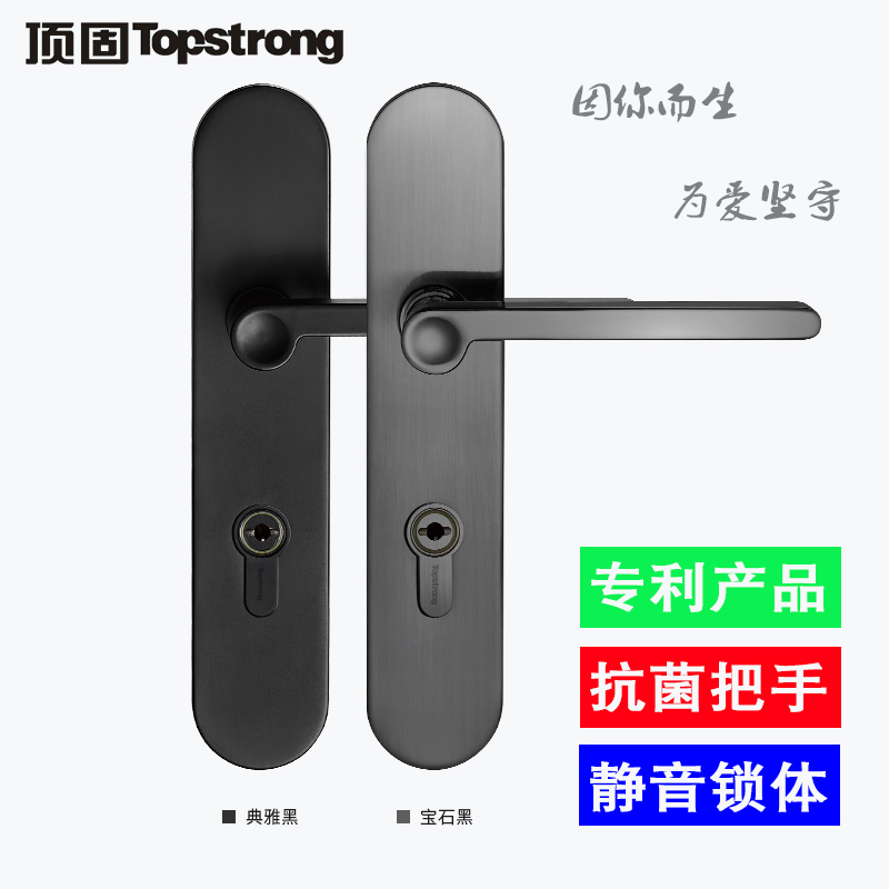 Top solid door lock indoor bedroom door lock original vegetarian series black grey minimalist door handle mute ZB360017
