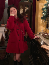 Christmas New Year Red Hairy Coats Woman Mid  2021 new autumn and winter subreddits
