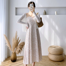 2022 new gentleness style first love snow spinning long dresses Broken Flowers Harnesses One-piece Dress Sweaters Two Suits Women Summer