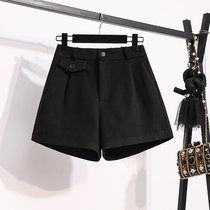 Woolen shorts womens autumn and winter 2020 new extra large size womens loose high waist wide leg a-line boots and pants to wear outside