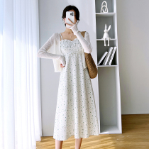 2022 new fact-style first love little fresh snow spinning long dress Broken Flower Harnesses one-piece dress sweaters and two suit womens summer