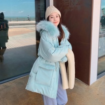 Small sub down cotton clothes Women in winter 2021 new white duck suede thickened Even cap cotton clot cotton padded jacket jacket