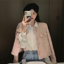 Famous Yuan Little Fragrant Wind Jacket Woman Autumn Winter 2021 New Small Subs 100 Hitch Advanced Sensational Style Pink Short blouses