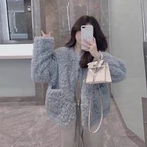 Blue lamb wool furry coat female autumn winter 2021 new thickened gush small sub advanced sensation short fur fur