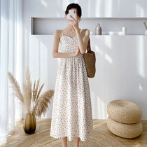 2022 new fact-style first love little fresh harnesses long dress snow-spinning crushed floral dress with two suit womens summer